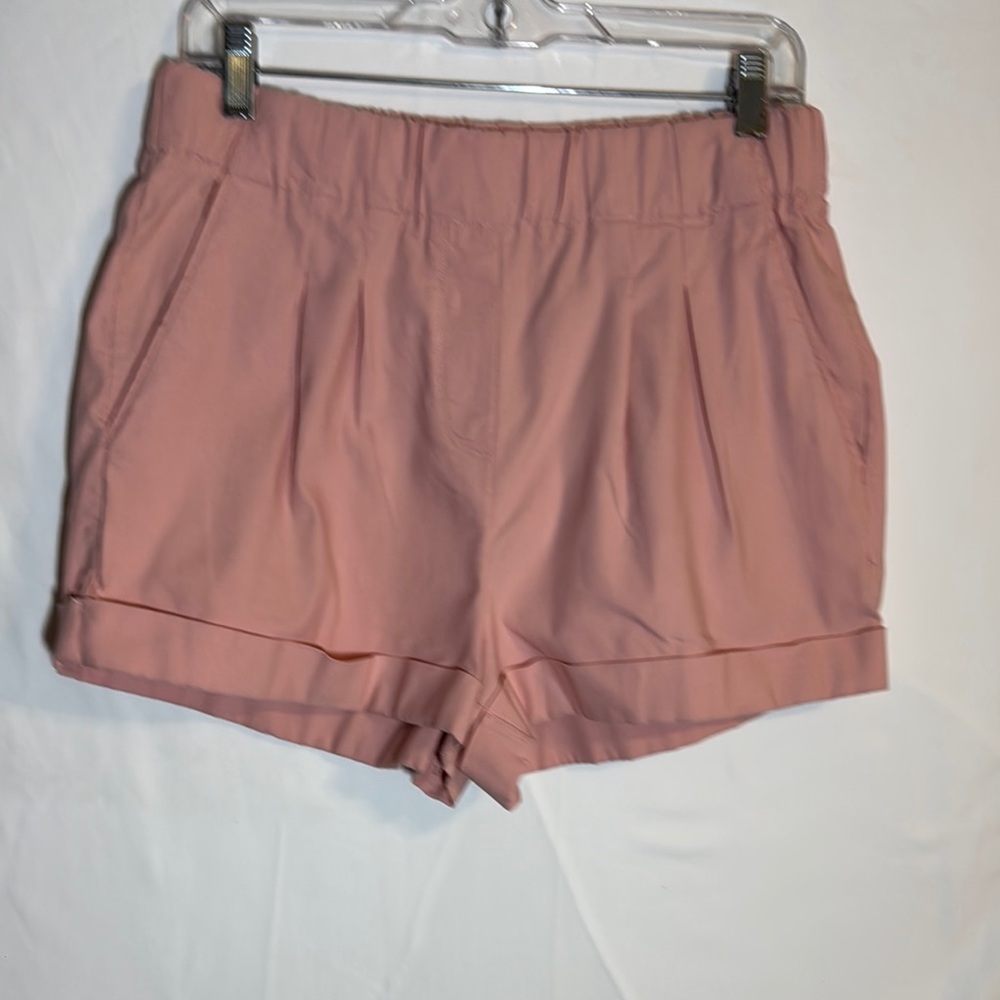 Pink High Waist Pleated Shorts
